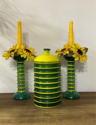 Conjunto Candelabros y Tarro La Mediterránea