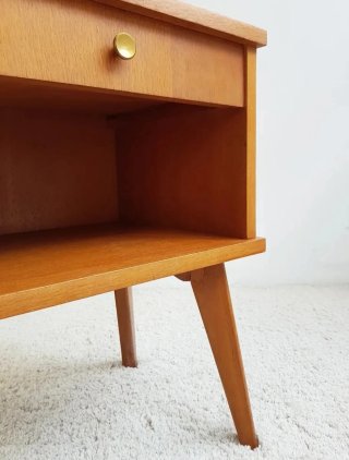Mesita de noche Mid Century de roble | Francia 60s