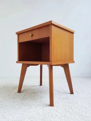 Mesita de noche Mid Century de roble | Francia 60s
