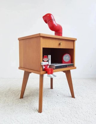 Mesita de noche Mid Century de roble | Francia 60s