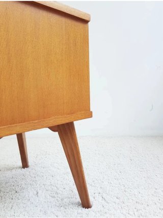 Mesita de noche Mid Century de roble | Francia 60s