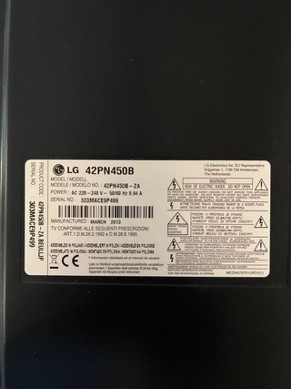 Televisor Plasma LG 42” con su peana