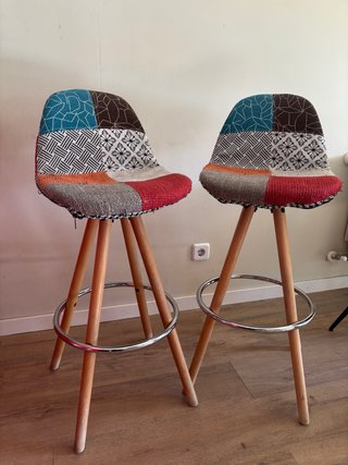 Set de 2 Sillas Altas Estilo Patchwork