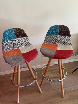 Set de 2 Sillas Altas Estilo Patchwork