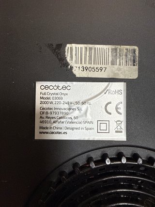 Placa de inducción portátil Cecotec