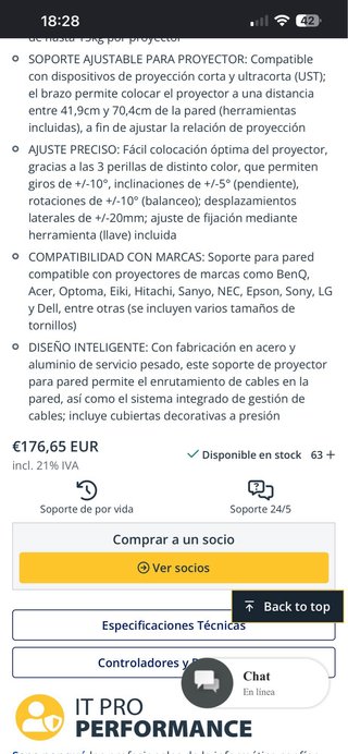 Soporte de Pared para Proyector unidades 4