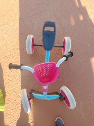 Bicicleta de cuatro ruedas Berg azul y rosa