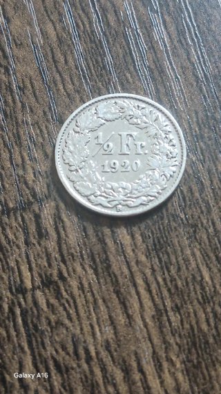 Moneda 1/2 Fr. 1920.plata
