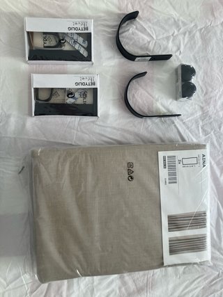 Cortinas IKEA AINA Beige con Accesorios