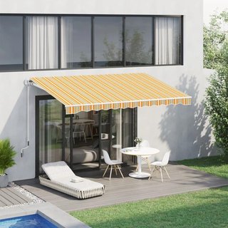 Toldo Manual Retráctil 300x250cm Amarillo Blanco
