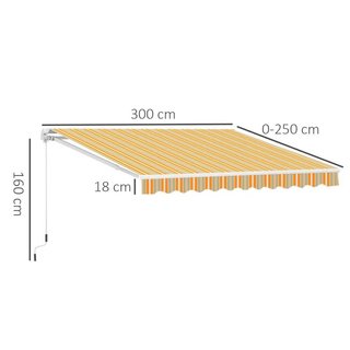 Toldo Manual Retráctil 300x250cm Amarillo Blanco