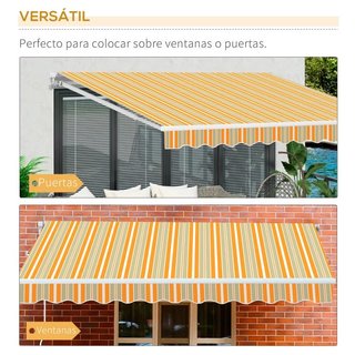 Toldo Manual Retráctil 300x250cm Amarillo Blanco