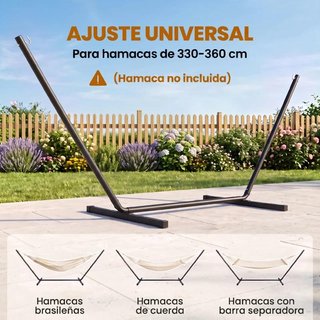 Soporte Hamaca Metal 360cm Carga 120kg Negro