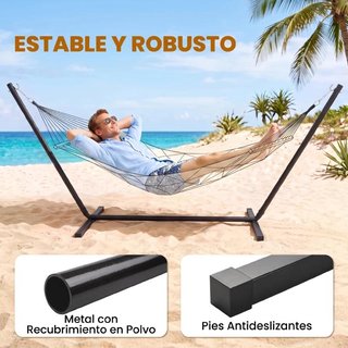 Soporte Hamaca Metal 360cm Carga 120kg Negro
