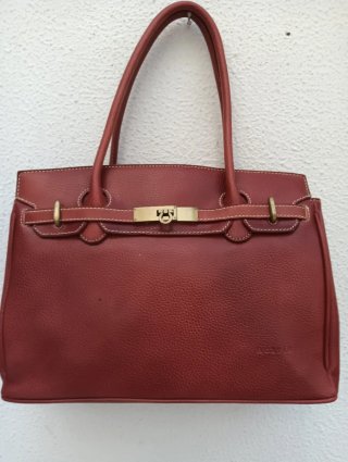Bolso Piel Burdeos Estilo Birkin