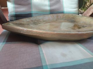 Bandeja artesana vitrificada vintage madera maciza