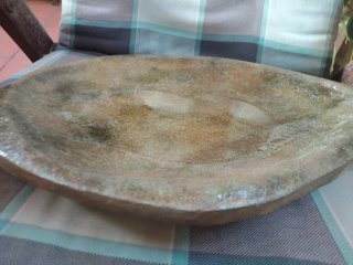Bandeja artesana vitrificada vintage madera maciza