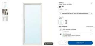 Espejo IKEA TOFTBYN Blanco 75x165cm
