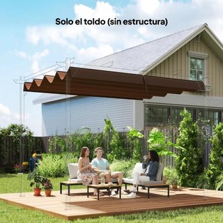 Toldo Repuesto Retráctil 3x2 Café 8 Orificios