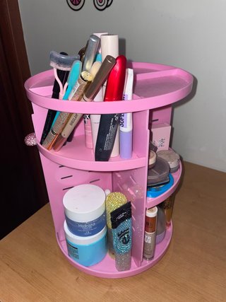 Organizador Maquillaje Giratorio 360° Rosa