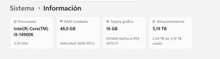 RTX 5070 Ti + i9-14900K + 48GB DDR5 Negociable