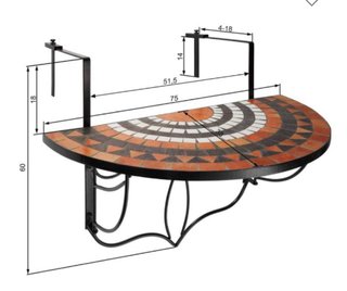 Mesa de Balcón Colgante con Mosaico