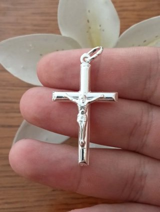 Espectacular Colgante Cruz Cristo Plata De Ley 925