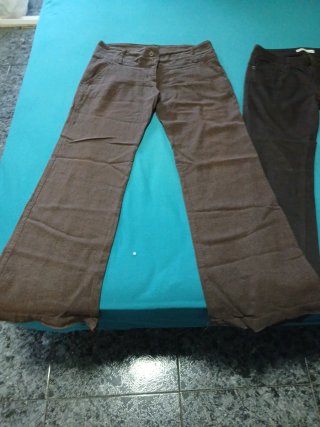 PACK 2 PANTALONES MUJER MARRON CHOCOLATE TALLA 38