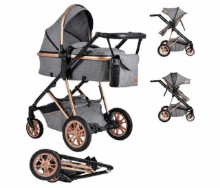 Carrito de Bebé Gris y oro