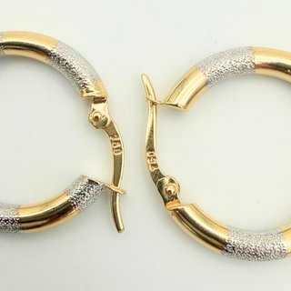 Pendientes Aros Bicolor Oro 18K; 2,23g.
