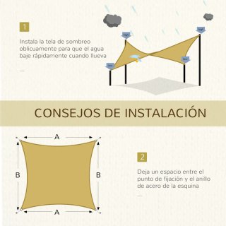 Toldo Rectangular Beige 6x4m