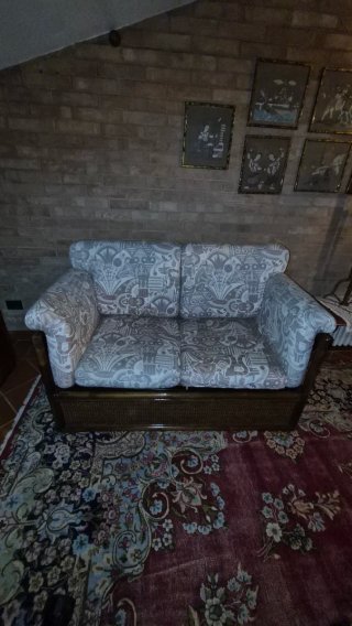 Coppia divani rattan con cuscini sfoderabili