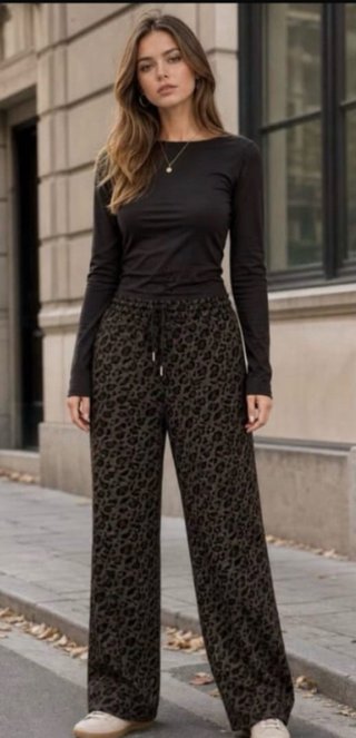 Pantalones anchos leopardo