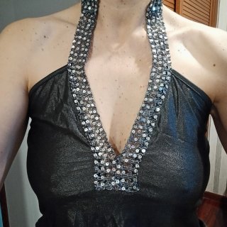 Top de Fiesta Negro con Pedrería