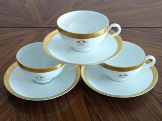 Set 3 Tazas con plato de Porcelana