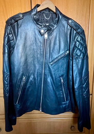 Cazadora Biker Cuero Mango Talla L