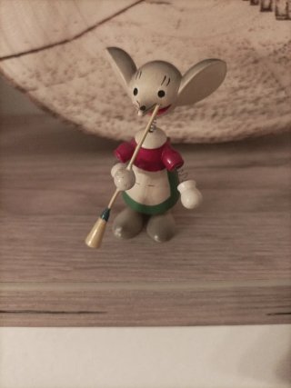 Juguete Antiguo de Madera, ratita presumida
