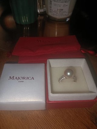Anillo Majorica Plata Perla y Circonitas