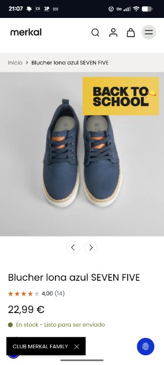 Zapatos Blucher Lona Seven Five Azul Talla 38