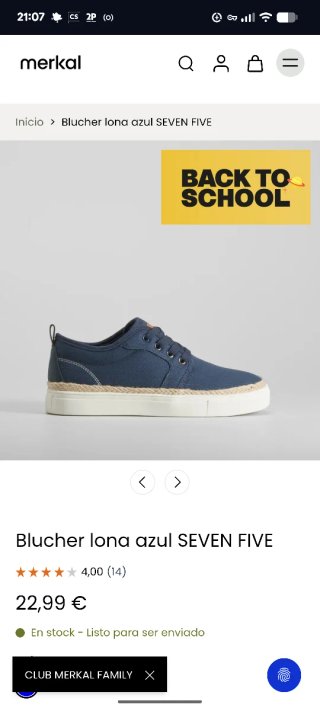 Zapatos Blucher Lona Seven Five Azul Talla 38