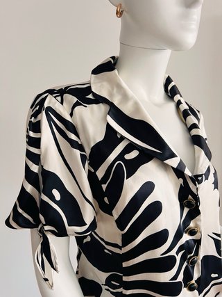 Camisa satinada vintage estampada L