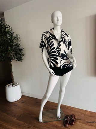 Camisa satinada vintage estampada L