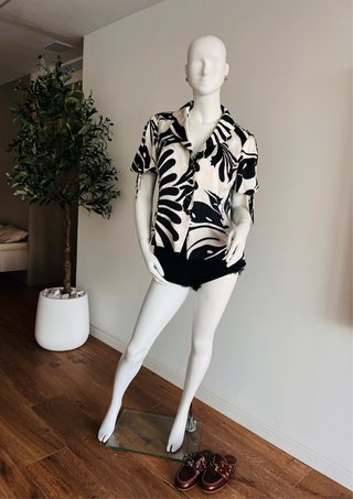 Camisa satinada vintage estampada L