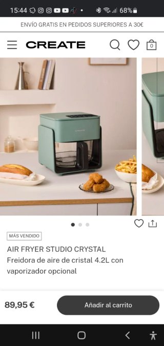 Freidora de Aire Create Air Fryer Studio Crystal
