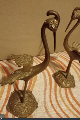 Pareja de Garzas de Bronce