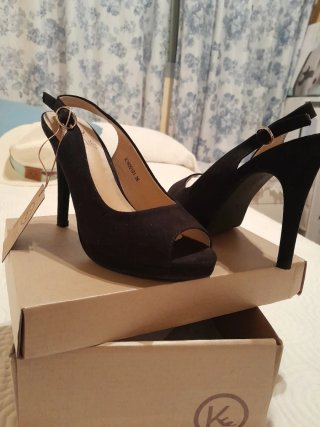 Zapatos tacón negras vestir plataforma 36