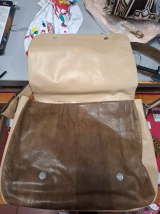Borsa in pelle marrone e beige
