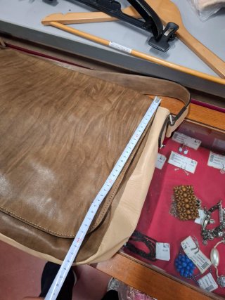 Borsa in pelle marrone e beige