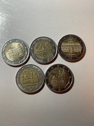 Lotto 5 monete 2 euro commemorative
