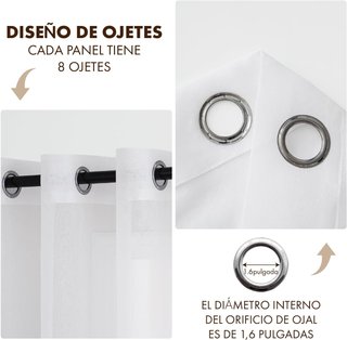 Cortinas Visillo Blancas con Ojales 132x260cm